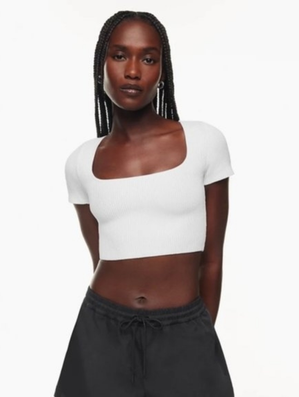 Aritzia Babaton Sculpt Knit Squareneck Top (XS) | White